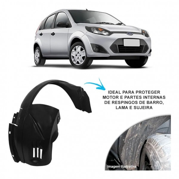 Para-barro Dianteiro Fiesta Hatch Sedan 2002 a 2010 Direito Preto