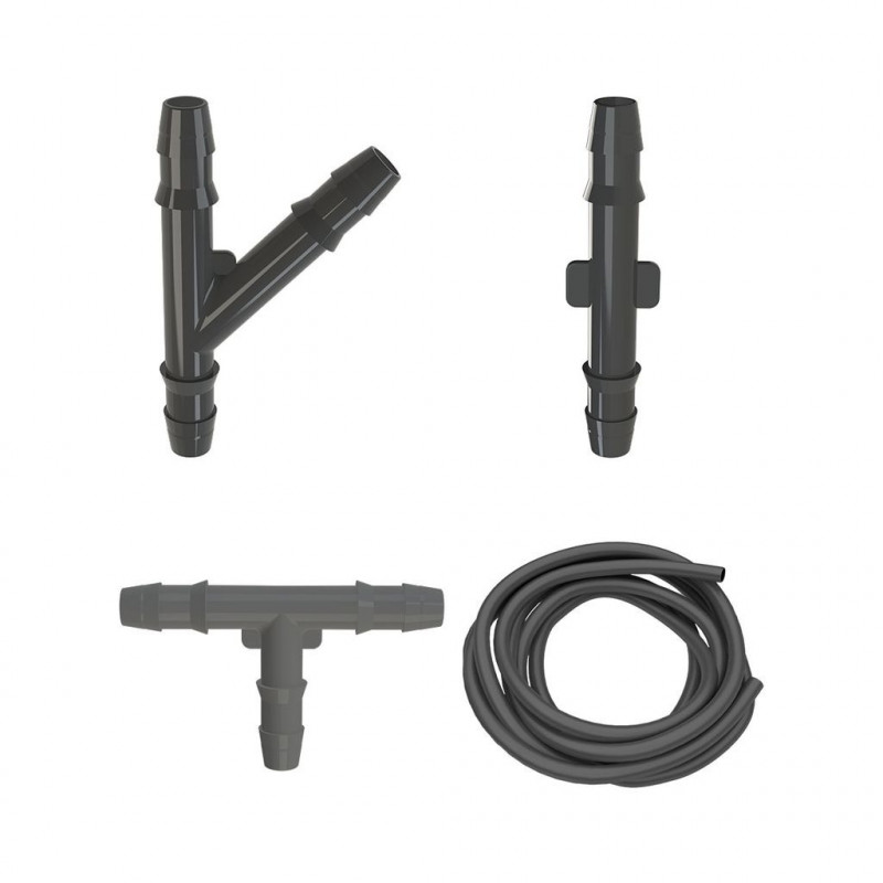 Kit Esguicho Limpador Para-Brisa Universal 2 Conectores Retos + 1 Conector Y + 1 Conector T + 3 Metros Mangueira