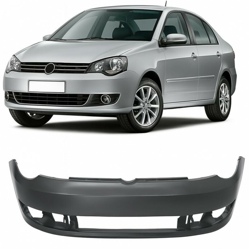 Para Choque Dianteiro Polo 2011 a 2015 Preto Liso Furo Farol Milha