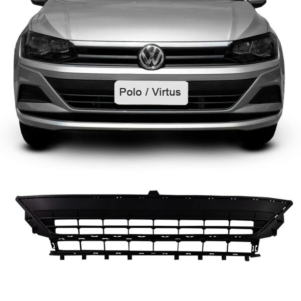 Grade Central Para-Choque Polo Virtus 2018 a 2023 Preto