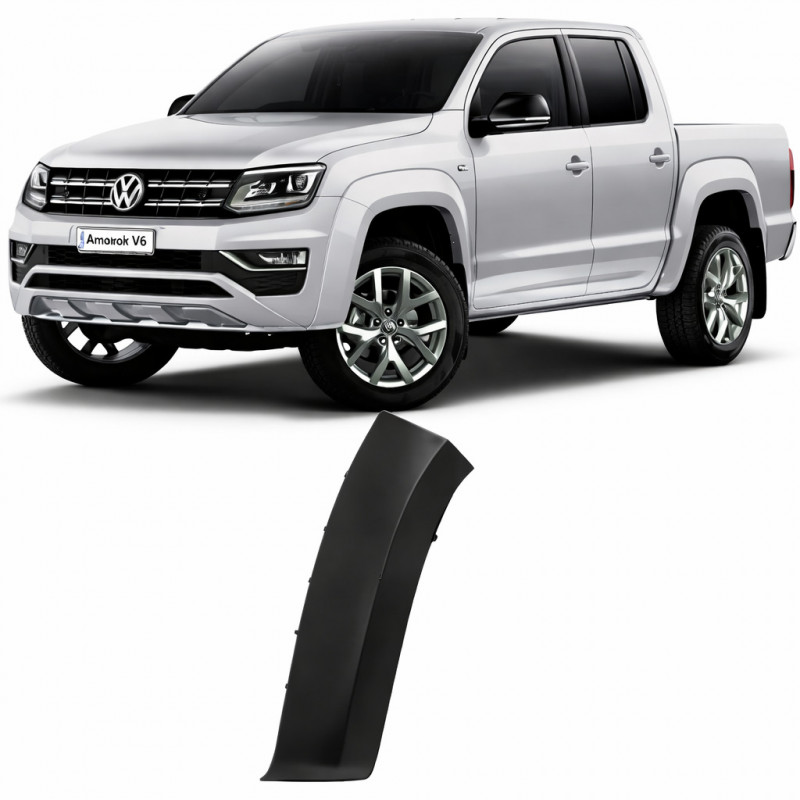Moldura Para-choque Dianteiro Amarok 2017 a 2024 Esquerdo Preto Liso