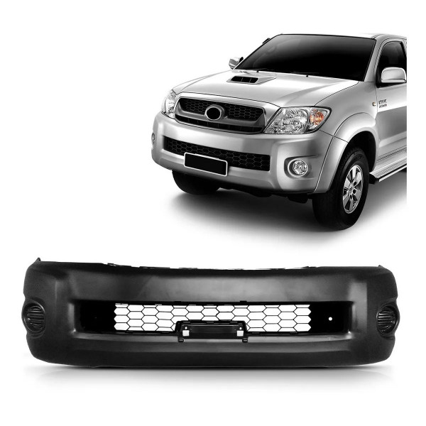 Para Choque Hilux 2009 a 2011 Dianteiro Preto Liso Grade Integrada