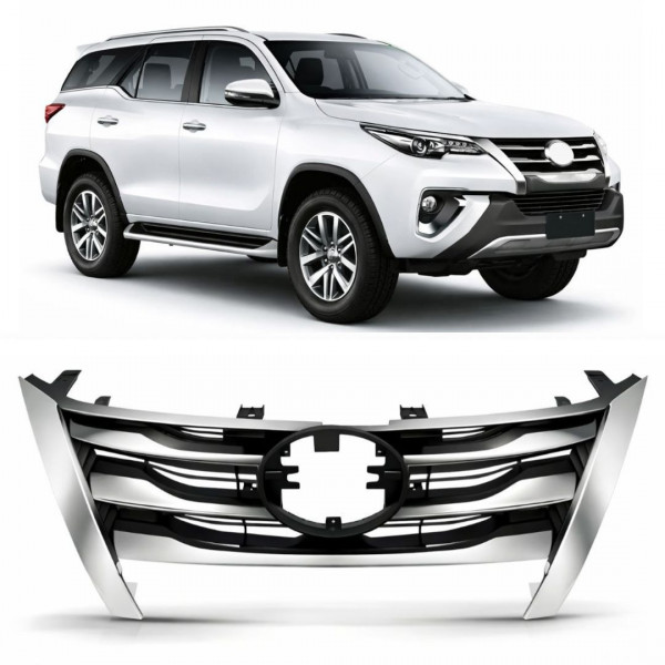 Grade Radiador Hilux SW4 2016 a 2020 Preto Friso Cromado