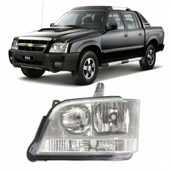 Farol S10 2008 a 2011 Esquerdo Cromo Onix Logomarca