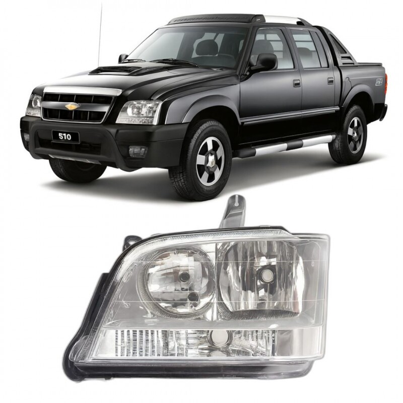 Farol S10 2008 a 2011 Esquerdo Cromo Onix Logomarca
