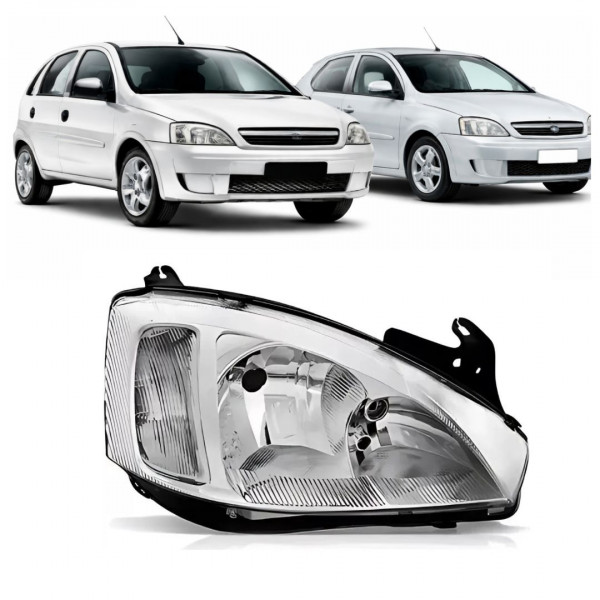 Farol Corsa Montana 2008 a 2012 Direito Cromado Manual Logomarca