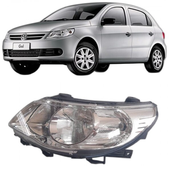Farol Gol G5 2009 a 2013 Esquerdo Cromado  Foco Duplo Logomarca