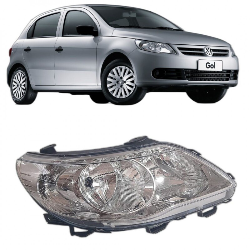 Farol Gol G5 2009 a 2013 Direito Cromado  Foco Duplo