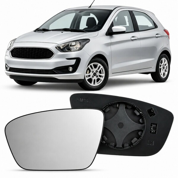 Lente Retrovisor Ford Ka 2015 a 2021 Esquerdo Lente com Placa