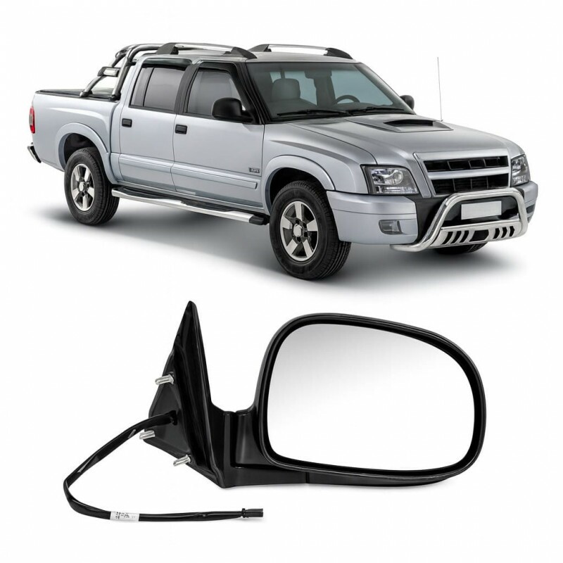 Retrovisor S10 1993 a 2011 Direito Elétrico Preto Liso