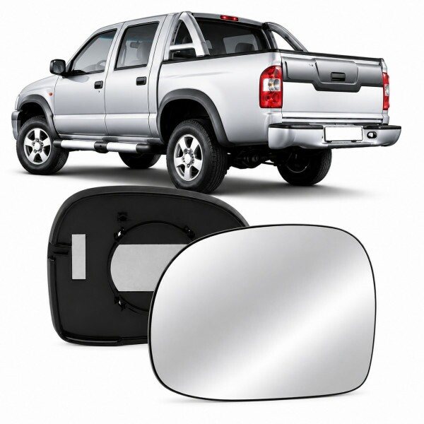 Lente Retrovisor S10 1993 a 2011 Esquerdo Lente com Placa