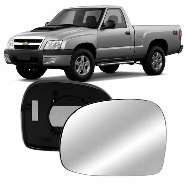 Lente Retrovisor S10 1993 a 2011 Esquerdo Lente com Placa