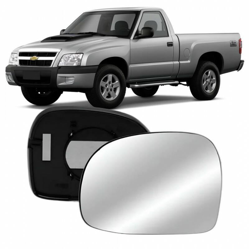Lente Retrovisor S10 1993 a 2011 Esquerdo Lente com Placa
