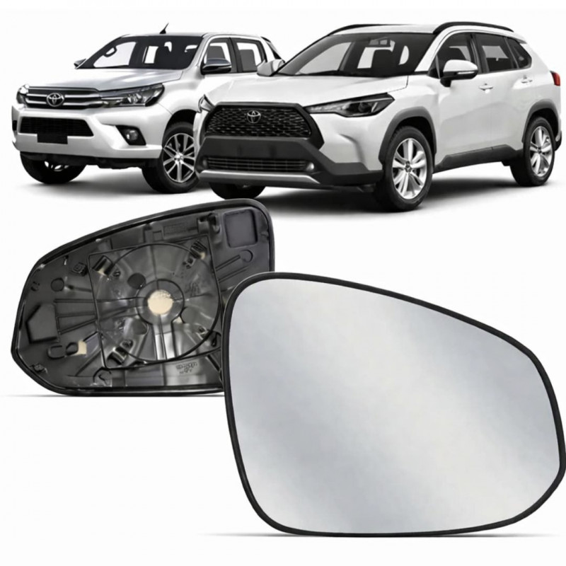 Lente Retrovisor Hilux 2016 a 2020 SW4 Corolla Cross 2021 a 2024 Esquerdo