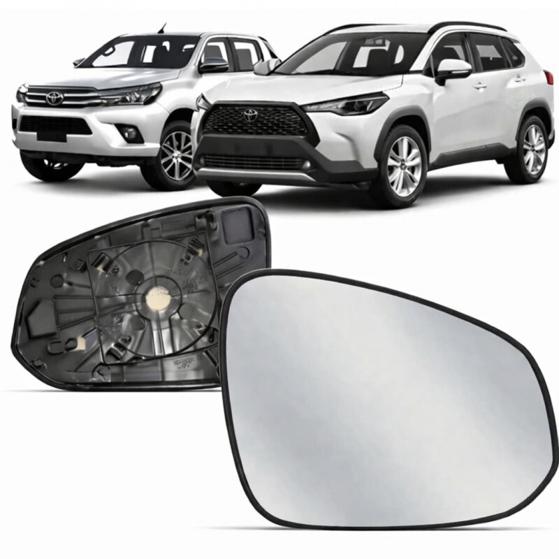 Lente Retrovisor Hilux 2016 a 2020 SW4 Corolla Cross 2021 a 2024 Esquerdo Lente Retrovisor Hilux 2016 a 2020 SW4 Corolla Cross 2021 a 2024 Esquerdo