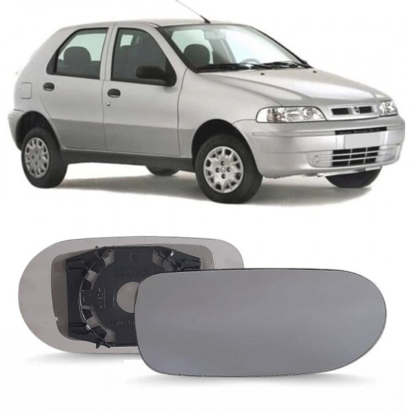 Lente Retrovisor Palio 2004 a 2010 Lado Direito Convexa com Placa