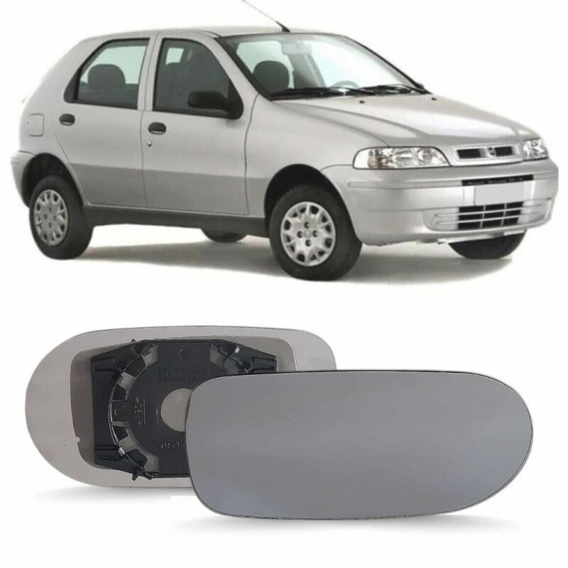 Lente Retrovisor Palio 2004 a 2010 Lado Direito Convexa com Placa