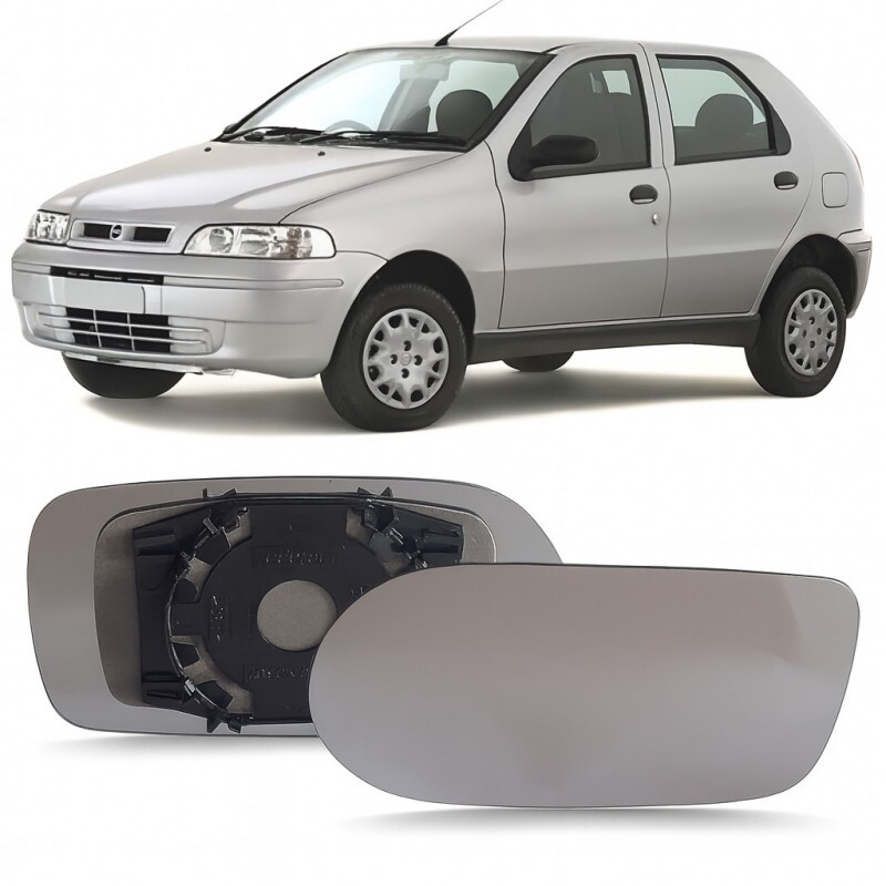 Lente Retrovisor Palio 2001 a 2010 Lado Esquerdo Lente Com Placa