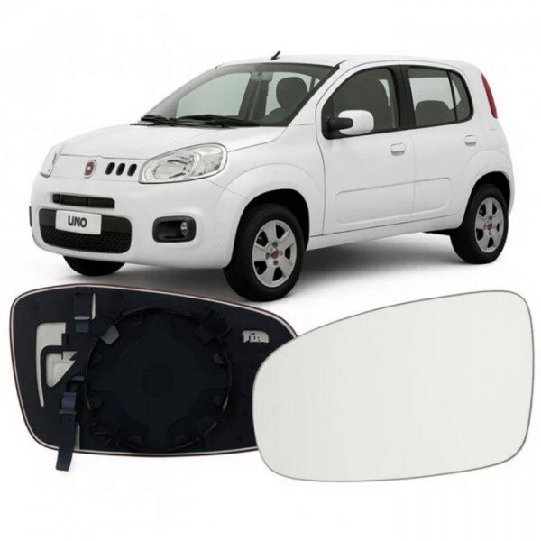 Lente Retrovisor Uno Novo 2011 a 2021 Esquerdo Lente com Placa Metagal