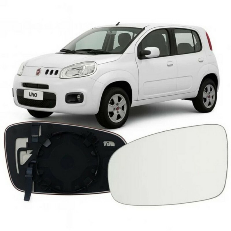 Lente Retrovisor Uno Novo 2011 a 2021 Esquerdo Lente com Placa Metagal Lente Retrovisor Uno Novo 2011 a 2021 Esquerdo Lente com Placa Metagal