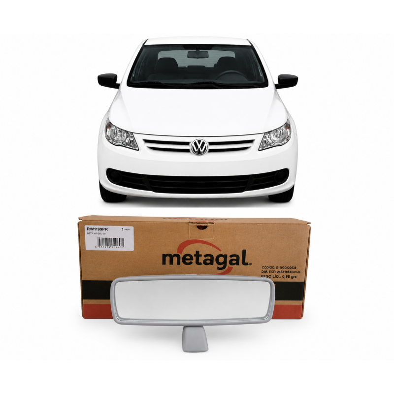 Retrovisor Interno Gol G5 2008 a 2023 Fixo Cinza
