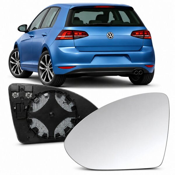 Lente Retrovisor Golf 2014 a 2020 Esquerdo Desembaçador Termico Lente Com Placa