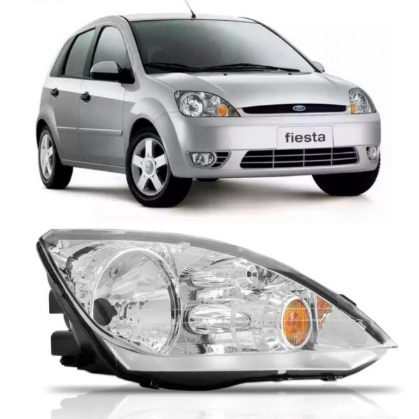 Farol Ford Fiesta 2003 a 2007 Dianteiro Direito Cromado Farol Ford Fiesta 2003 a 2007 Dianteiro Direito Cromado